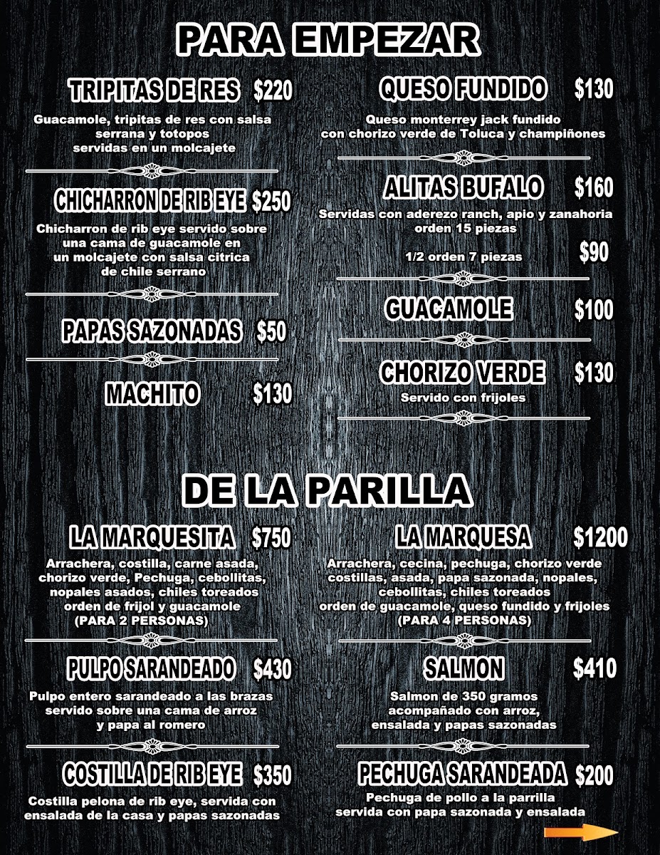 Asadero Campestre La Marquesa Menu - Image 4